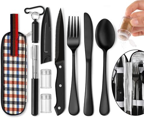 Amazon.com: Travel Utensils,Reusable Silverware Set To Go Portable ...