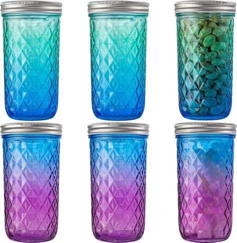 Amazon.com: 12 Pieces 32 oz Colored Mason Jars Glass Mason Jars with ...