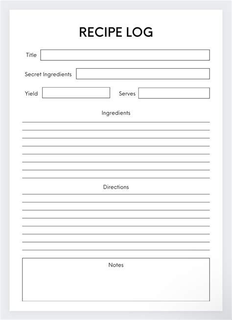 Recipe Log,recipe Template,recipe Planner,recipe Tracker,recipe ...