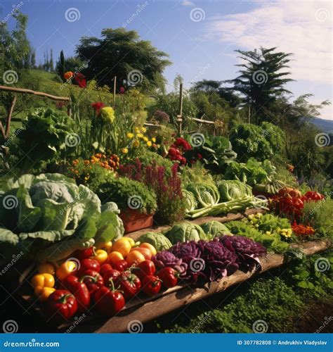 A Lush Vegetable Garden Abundant Harvest in the Farm Stock Illustration ...