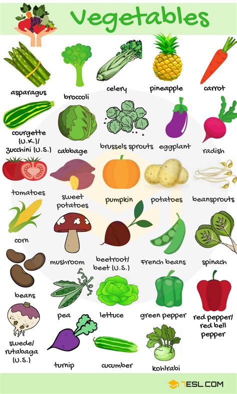 Learn Fruits and Vegetables Names with Pictures