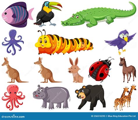 Set of Various Animals Cartoon Stock Vector - Illustration of mammal ...