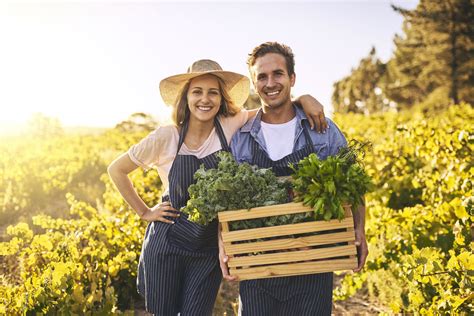 Produce growing couple on the farm