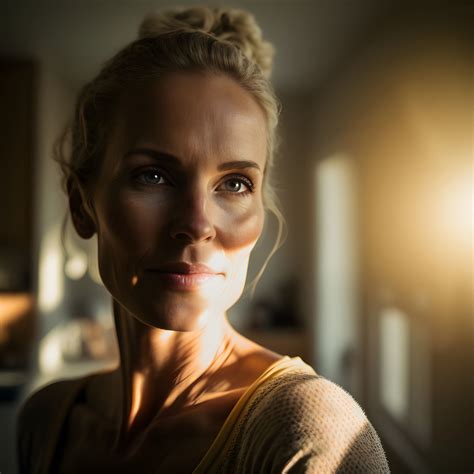 Free image: Golden Sunlight: Portrait of a 40-Year-Old Woman at Home ...