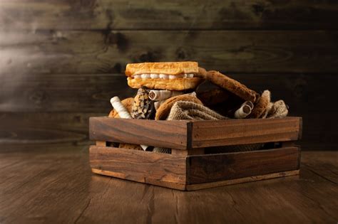 Free Photo | Biscuits and cookies in a wooden tray