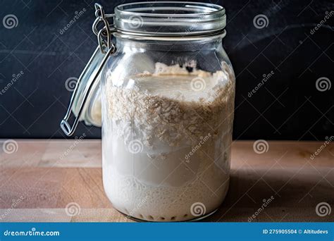 Sourdough Starter in Jar, Ready for Its Next Cycle of Baking and ...