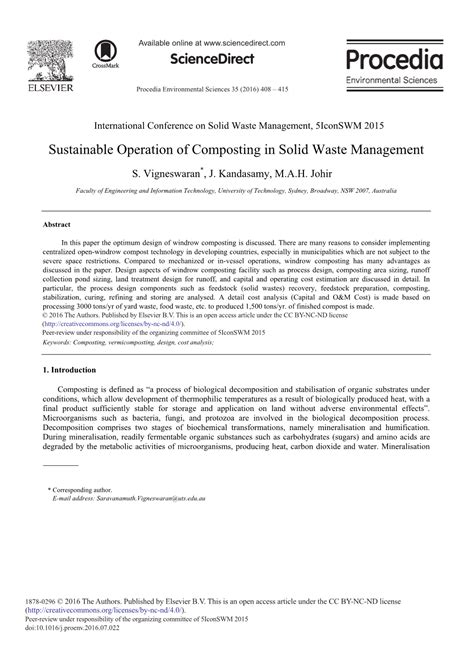 Sustainable Operation of Composting in Solid Waste Management - DocsLib