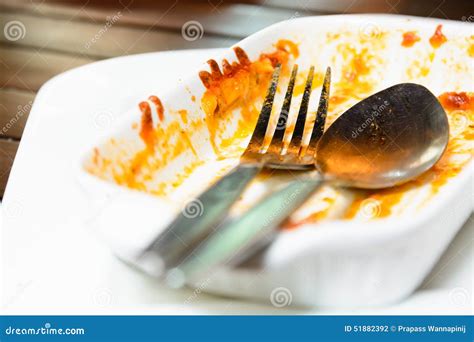Finished pasta plate stock photo. Image of dirty, leftover - 51882392