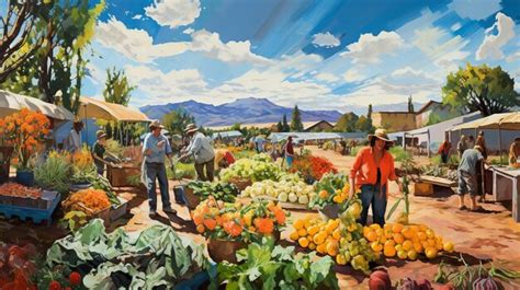 Premium Photo | Vibrant Farmers Market with Colorful Produce Stalls