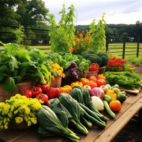 A Lush Vegetable Garden Abundant Harvest in the Farm Stock Illustration ...