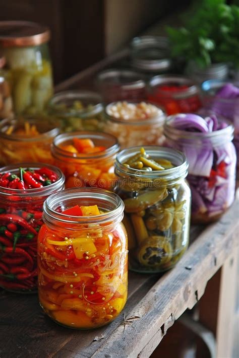 Fermented Vegetables in Jars. Fermented Vegetables. Stock Photo - Image ...