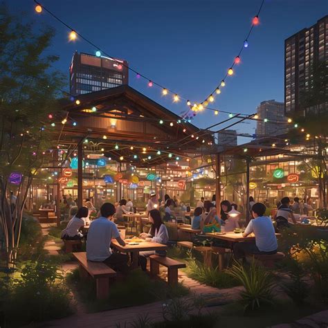 Premium Photo | Bustling Food Market at Dusk
