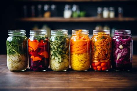 Premium AI Image | Fermented Vegetables in Jars