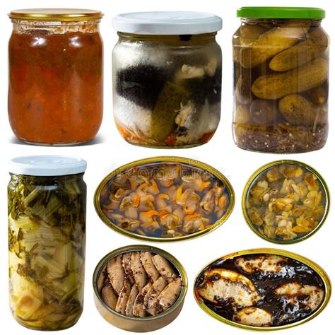 Collection of Canned Goods Isolated on White Stock Photo - Image of ...