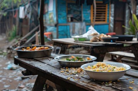 Outdoor Communal Dining in Rural Setting with Traditional Homemade ...