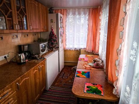 Interior of a Kitchen in a Rural House with Furniture Stock Image ...