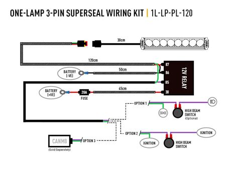 Single Light Wiring Kit (3-Pin, Superseal, 12V) | Lazer Lamps