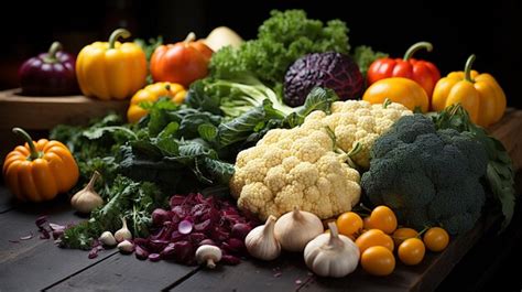 Premium AI Image | Bountiful Harvest of Colorful Vegetables on a Rustic ...
