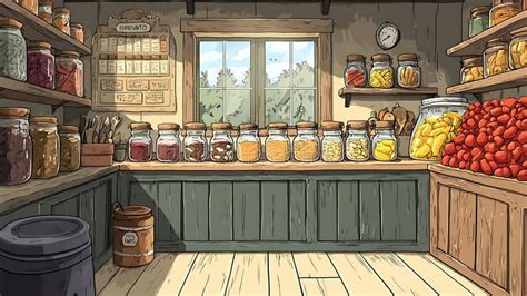 Rustic Pantry with Preserved Foods and Herbs Stock Photo - Image of ...