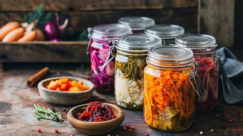Fermented Vegetables in Jars. Fermented Vegetables. Stock Image - Image ...